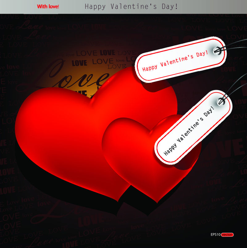 情人节的红色爱心插图矢量设计