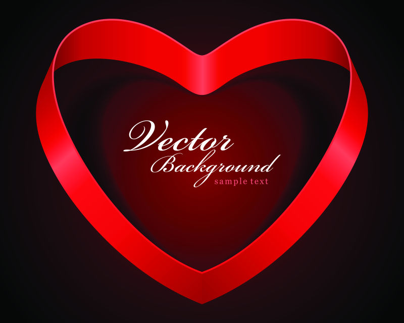 情人节红丝带插图矢量设计