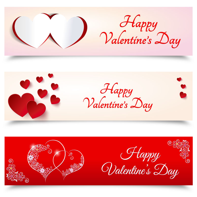 矢量情人节时尚心形横幅
