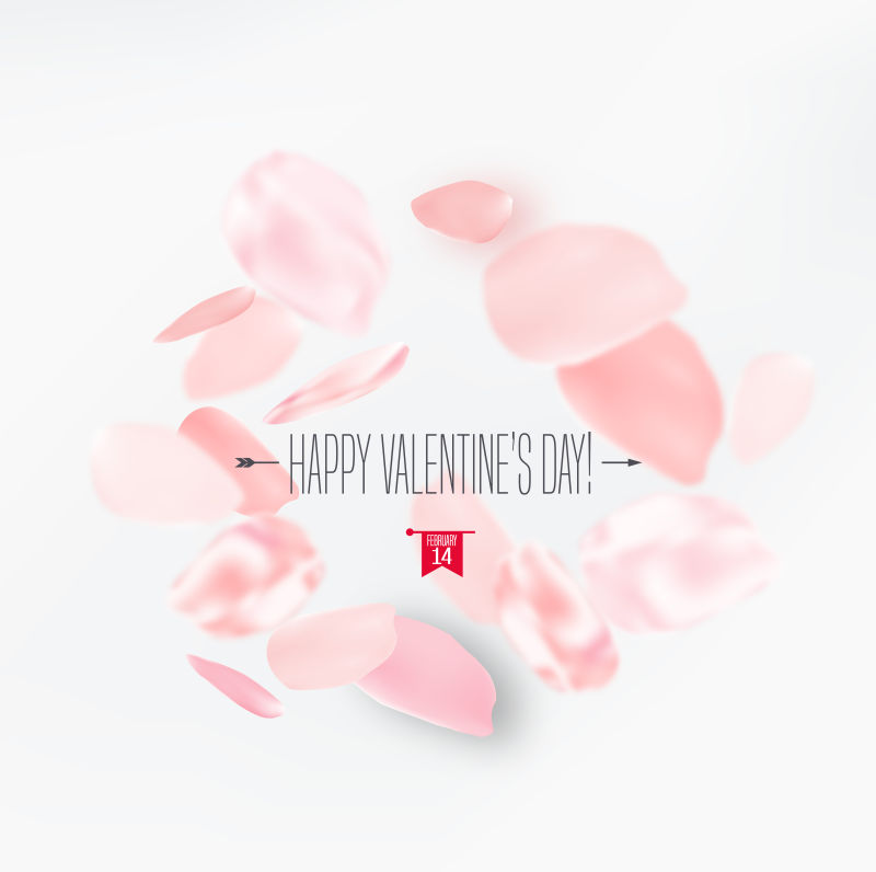 粉色花瓣图案情人节矢量贺卡