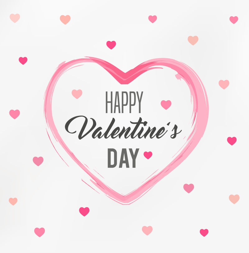 情人节粉色爱心图案贺卡矢量设计