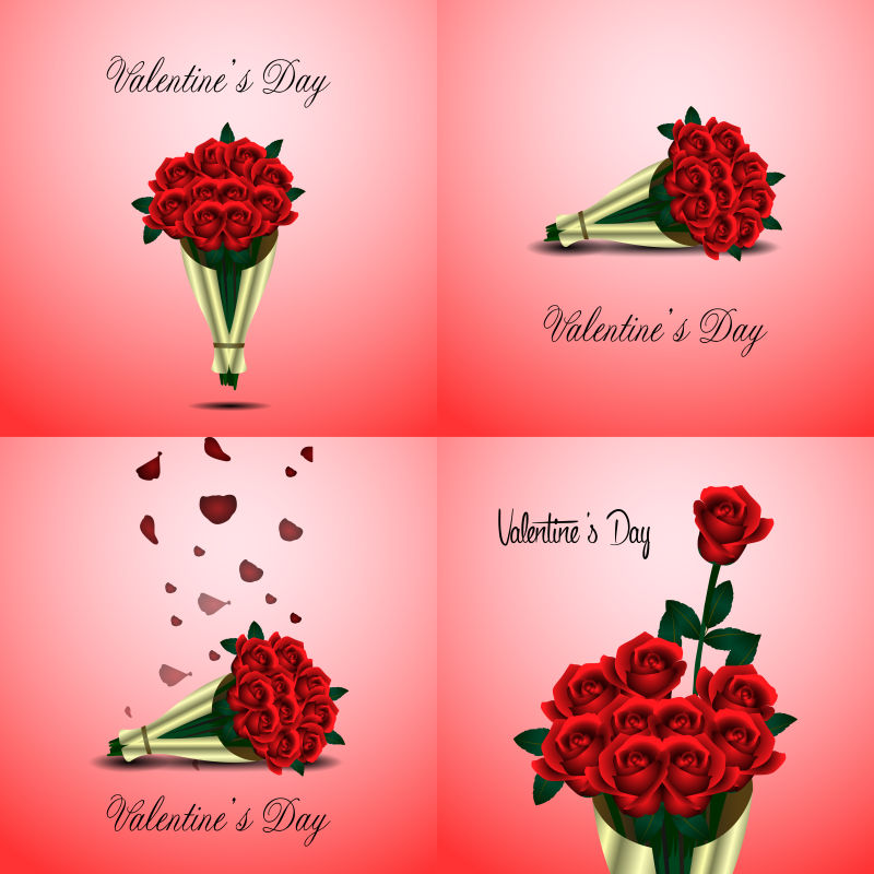 情人节背景集红色玫瑰花