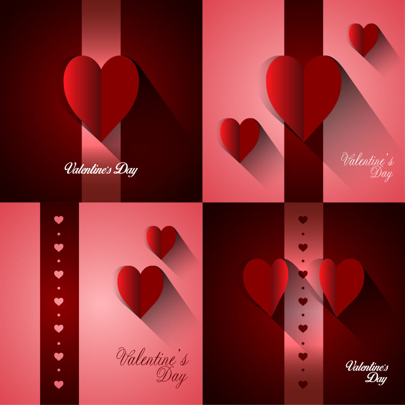 矢量情人节背景集的红心卡片
