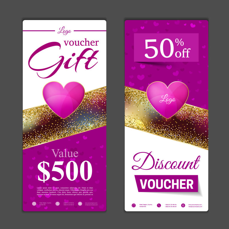 情人节精美礼品券矢量设计