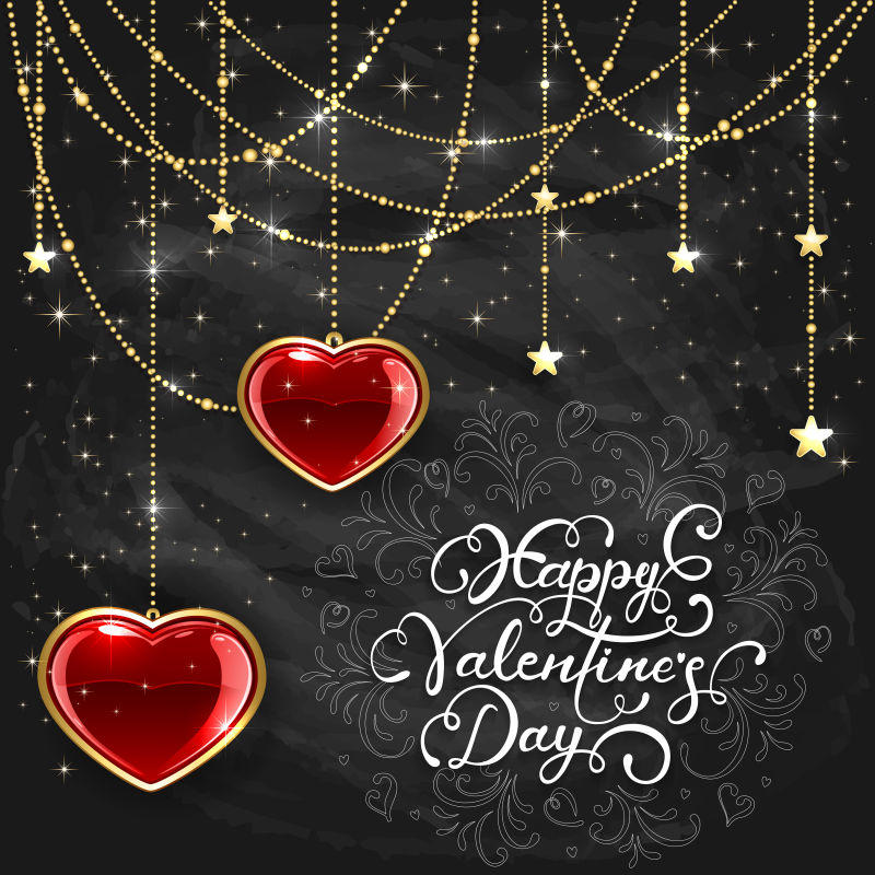 情人节心形挂饰卡片矢量设计