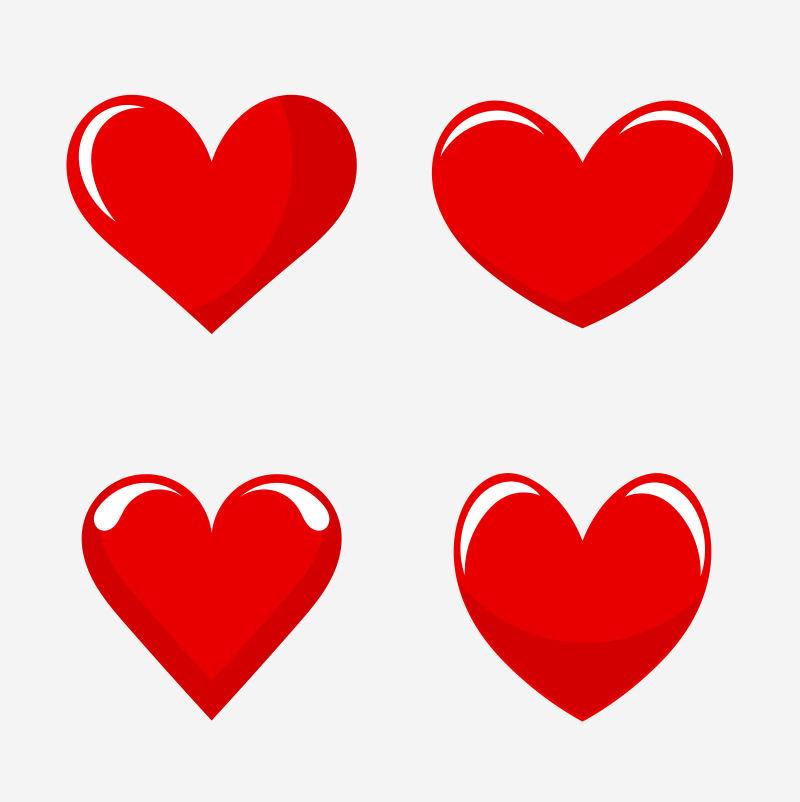 红色的心矢量背景