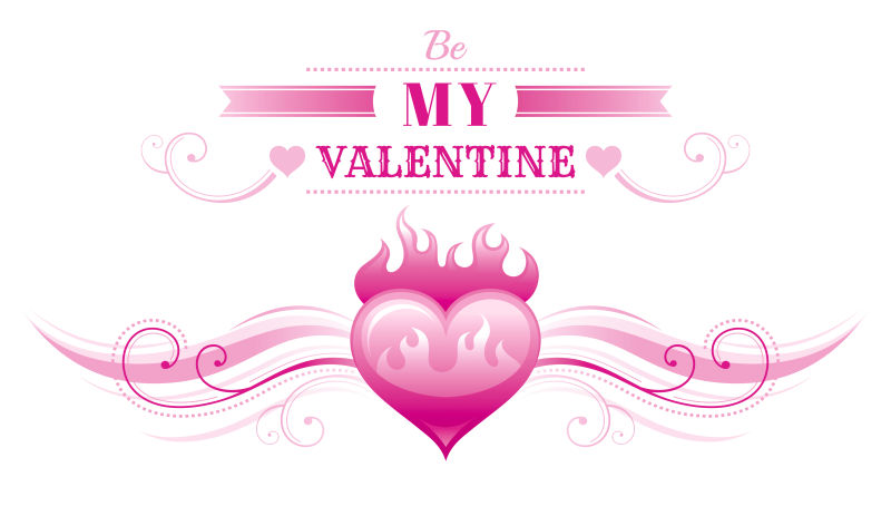 燃烧的粉色爱心矢量插图