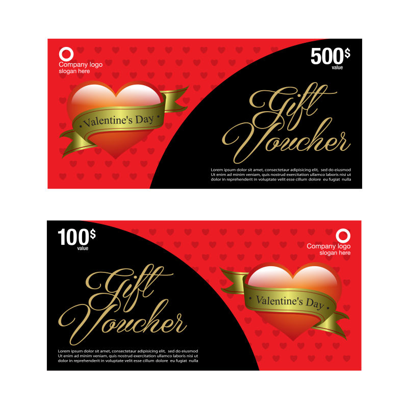 创意矢量情人节主题的商品礼品券设计