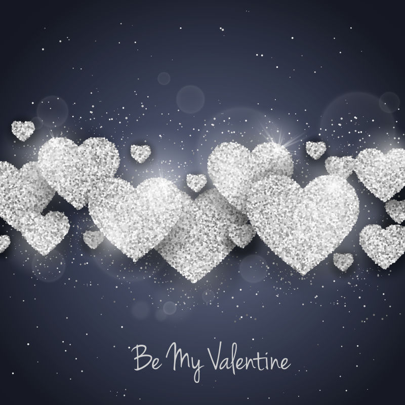 银色的闪光爱心矢量设计