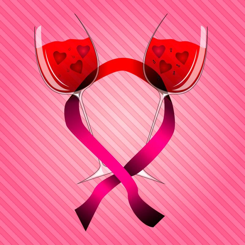 矢量情人节浪漫酒杯背景