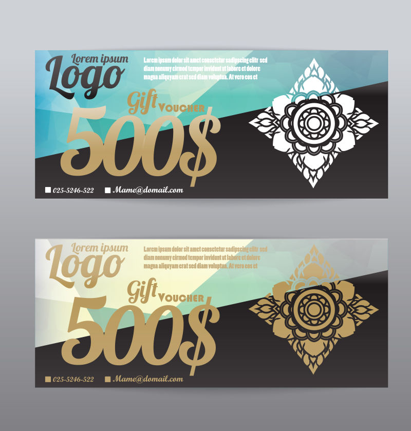 创意矢量现代商业礼品券平面设计