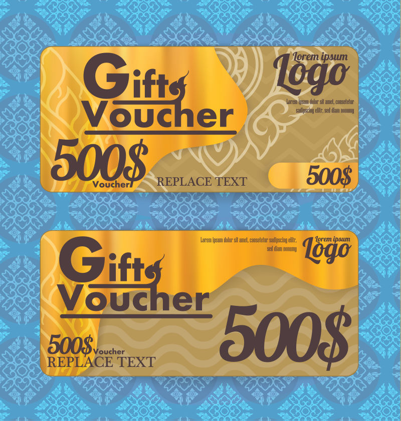 抽象复古矢量花纹装饰的礼品券设计