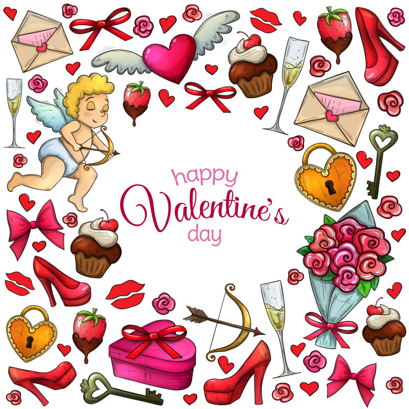 情人节的精美插图矢量设计