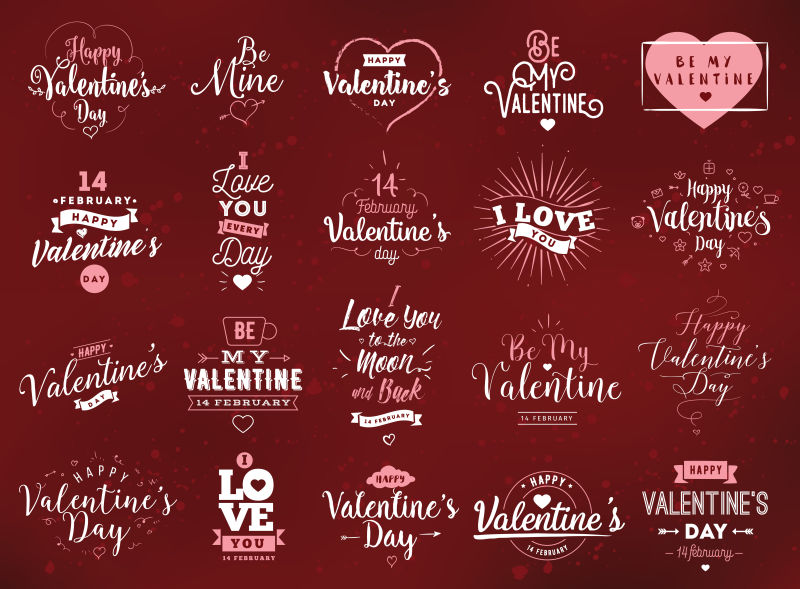 矢量情人节文本设计