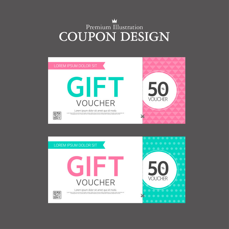 抽象矢量现代可爱的商品礼品券设计
