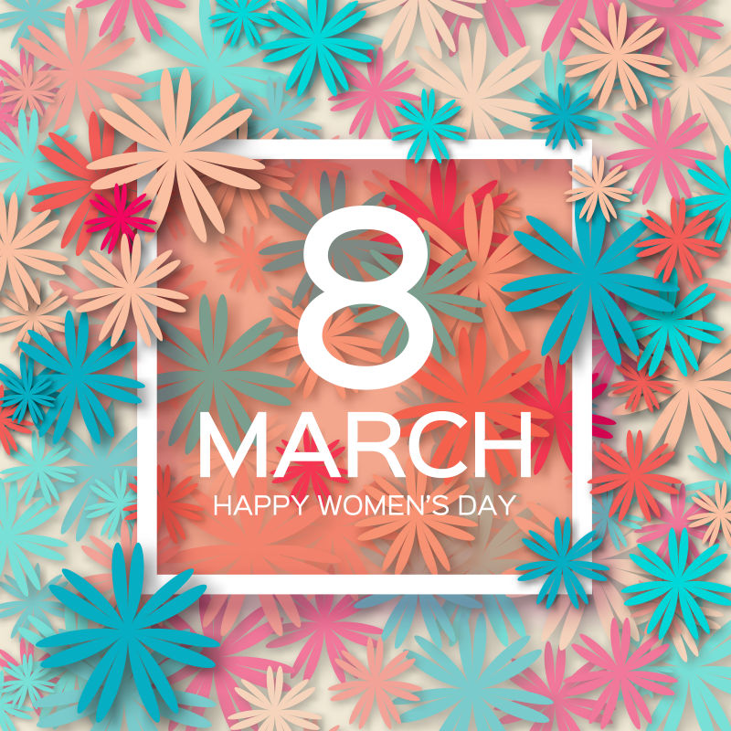 抽象矢量彩色花卉元素的妇女节背景设计