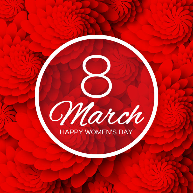 创意矢量红花元素的妇女节背景设计