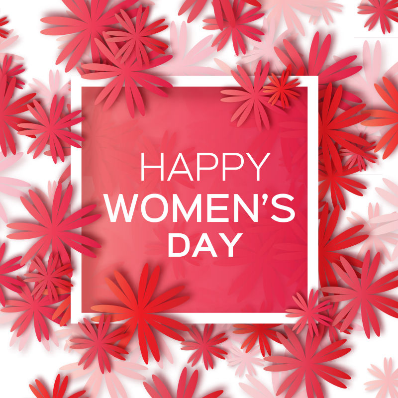 创意矢量红色花卉元素的妇女节背景设计