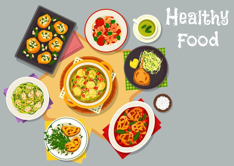 矢量的健康食物插图设计