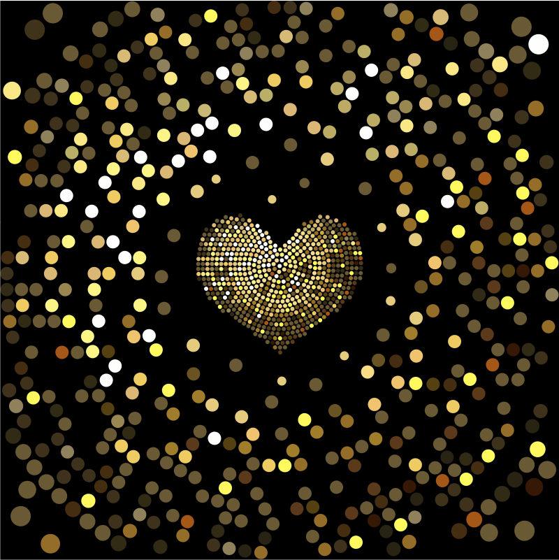 闪闪发光的金心矢量彩色圆点背景