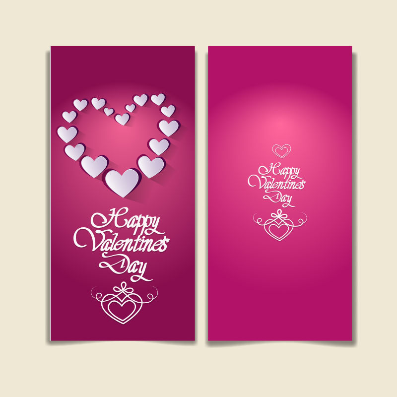 粉色情人节礼物卡节日爱情心形矢量
