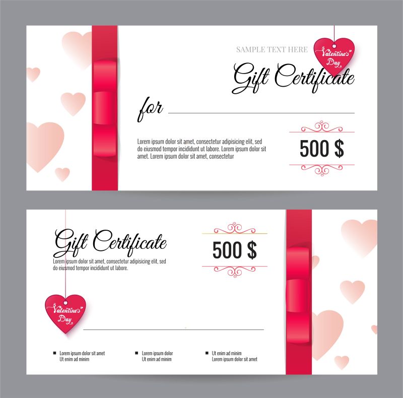 创意矢量爱心元素的情人节礼品券设计