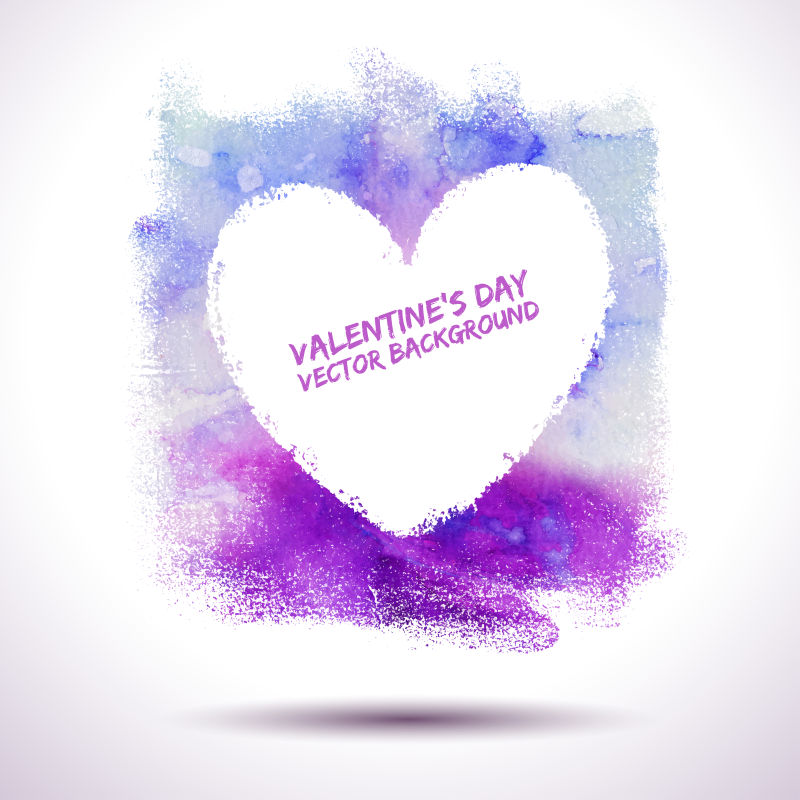 水彩的心形图案明信片矢量设计