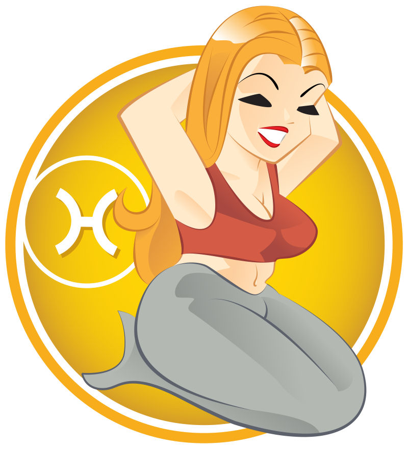 矢量的双鱼星座女孩