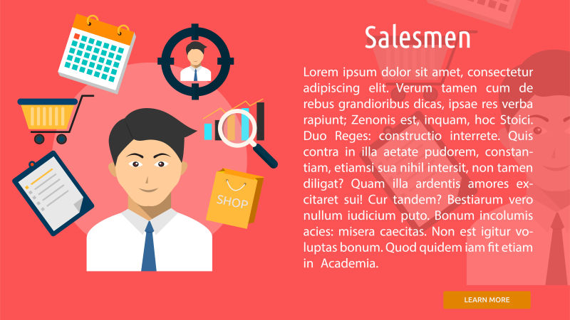 抽象矢量销售员概念的插图