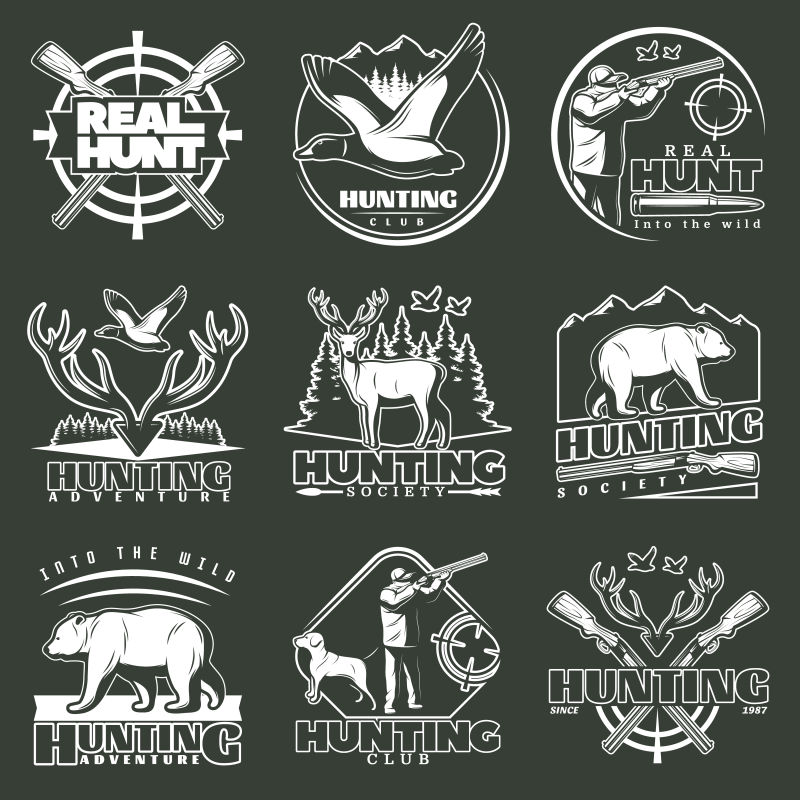 矢量九套狩猎俱乐部标志