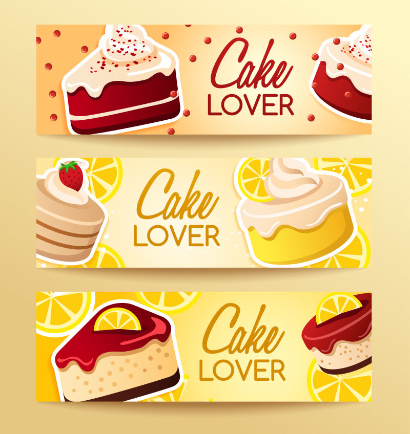 矢量创意卡通蛋糕元素的横幅平面设计