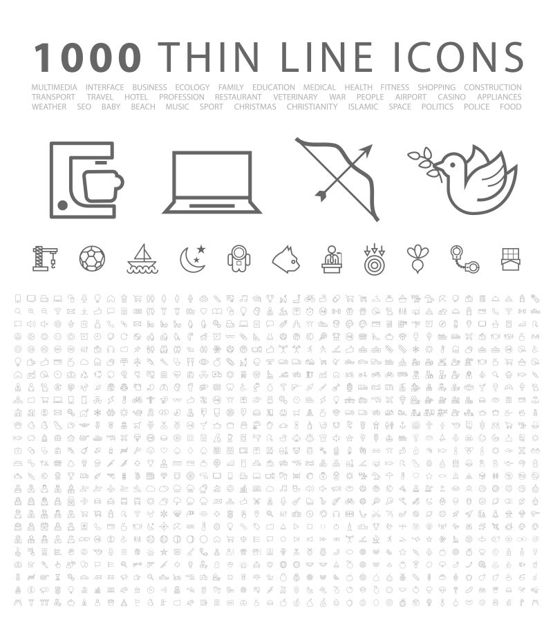 创意矢量细线风格的商业图标