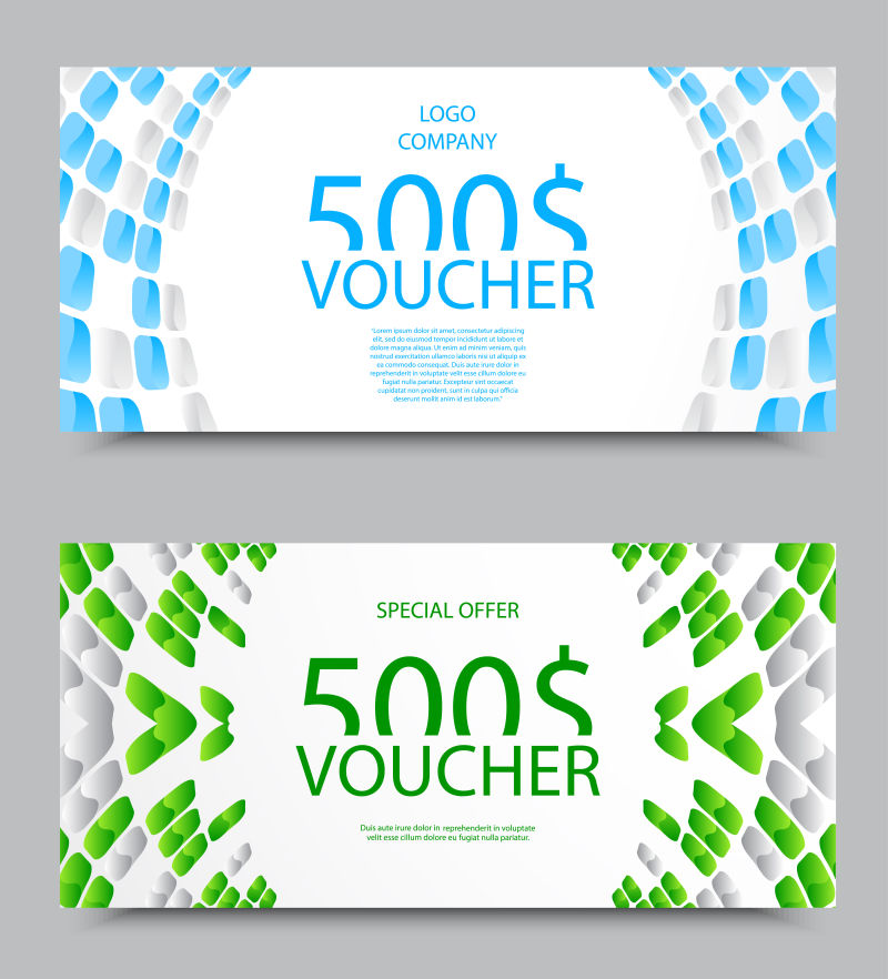 抽象矢量现代几何风格的商品礼品券设计