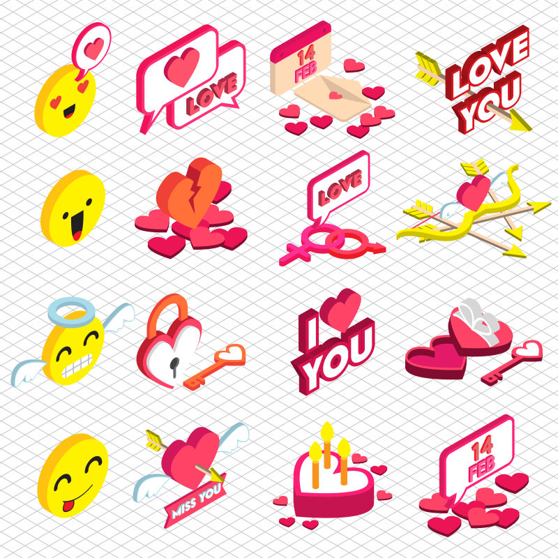 矢量的立体情人节插图