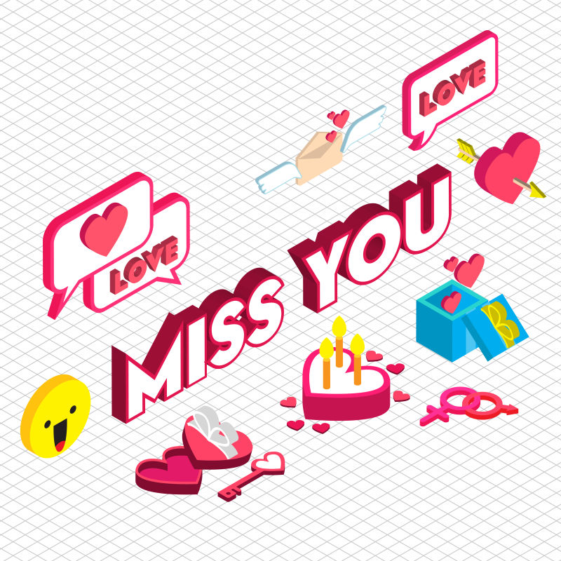 矢量的粉色情人节三维插图