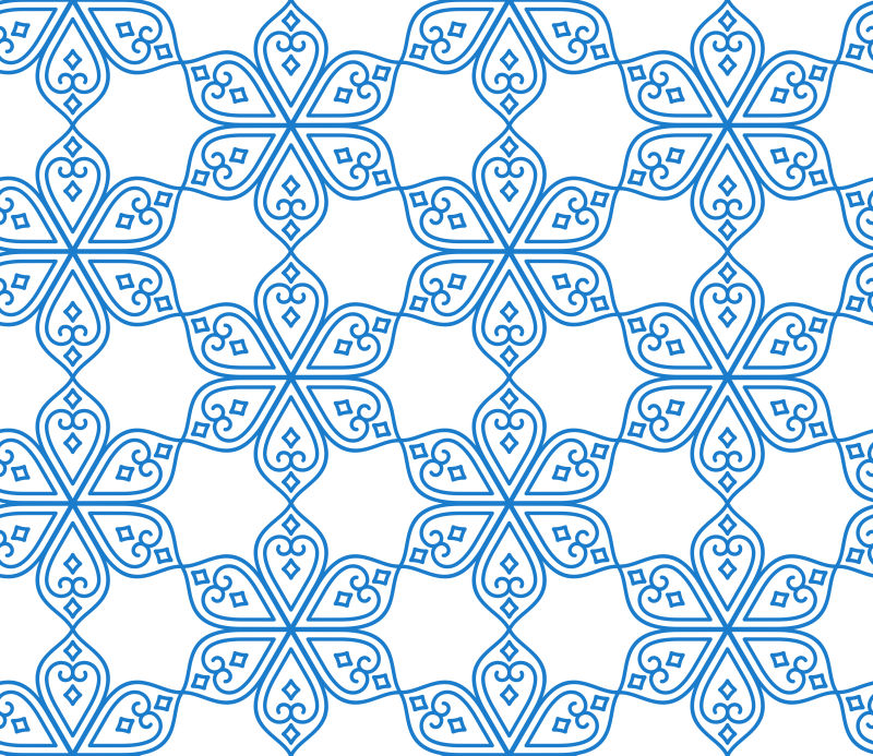 蓝色传统花卉图案背景矢量设计