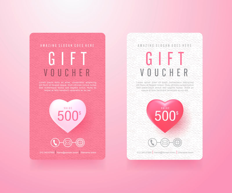 浪漫的情人节礼品券样板设计矢量