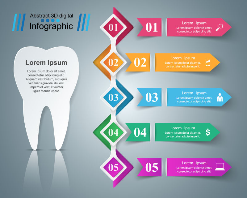 商业信息牙齿图标矢量插图