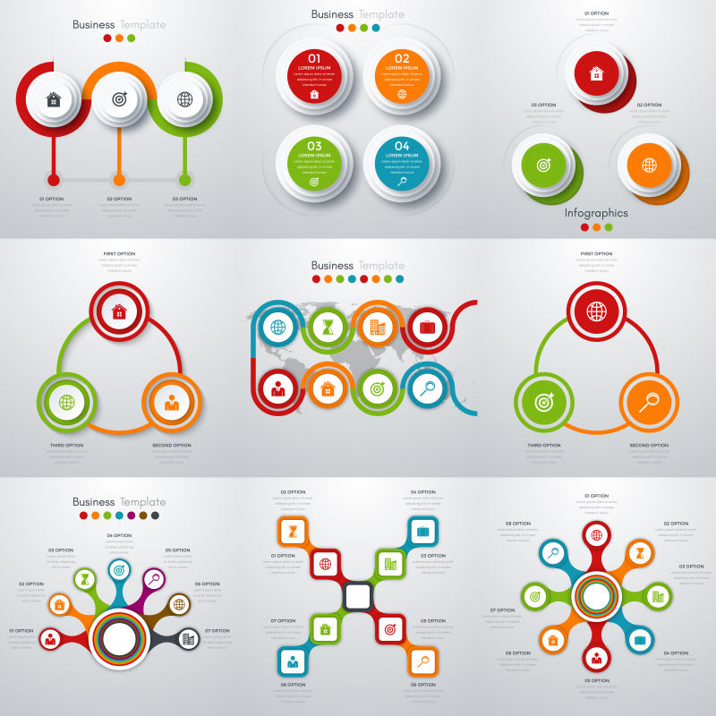 立体几何图案信息图表矢量设计