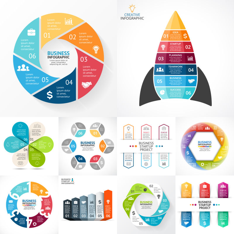 彩色几何图案信息图表矢量设计
