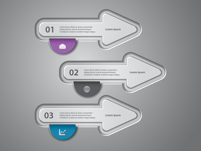 灰色箭头图案商业信息图表矢量设计