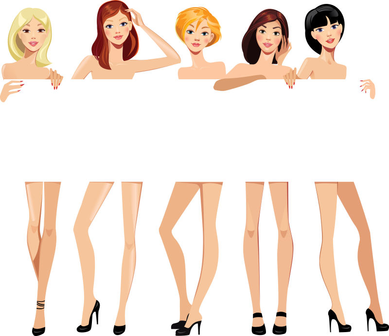 矢量拿着空白旗帜的美女