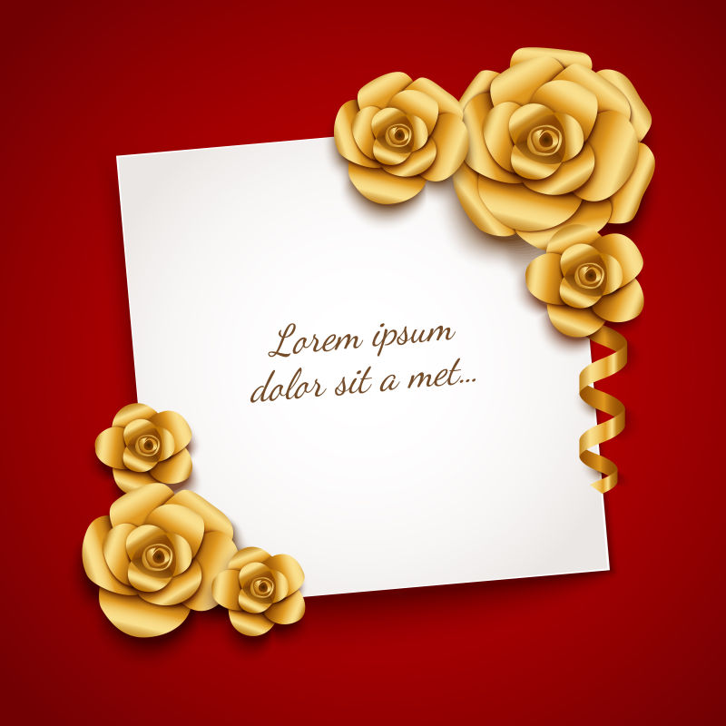 金色玫瑰图案卡片矢量设计