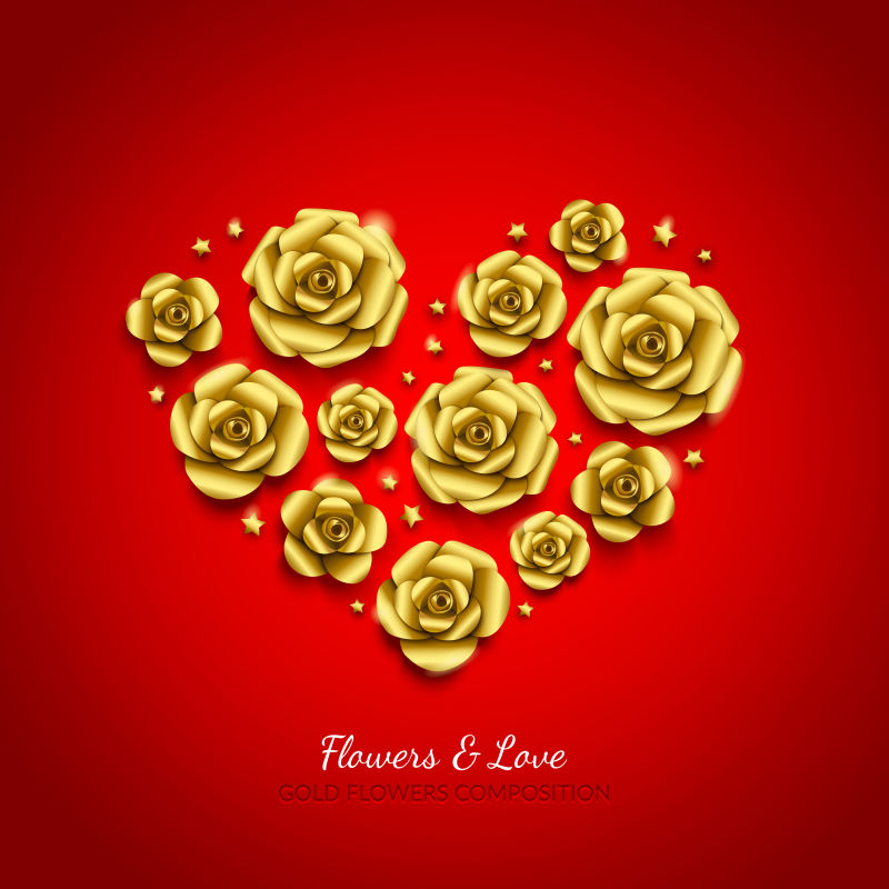 情人节玫瑰爱心背景矢量设计