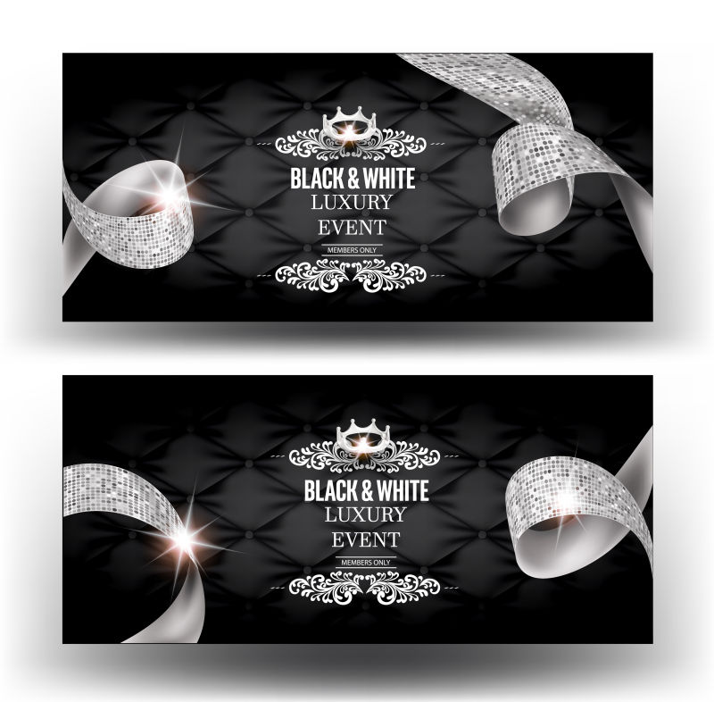 矢量优雅的黑色和白色的奢华活动邀请旗帜