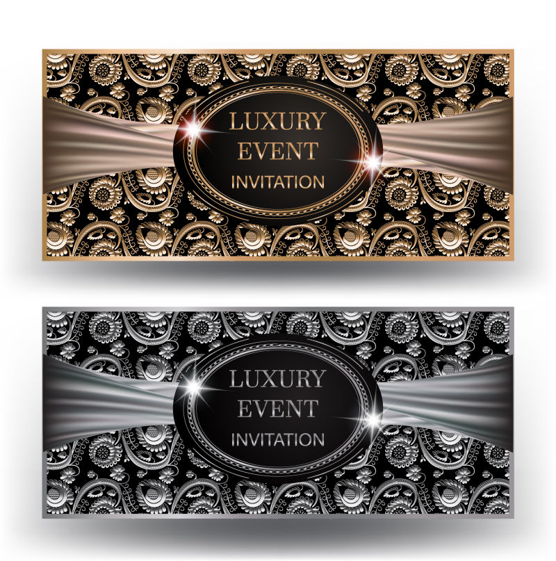 矢量奢华事件优雅卡与花卉设计元素