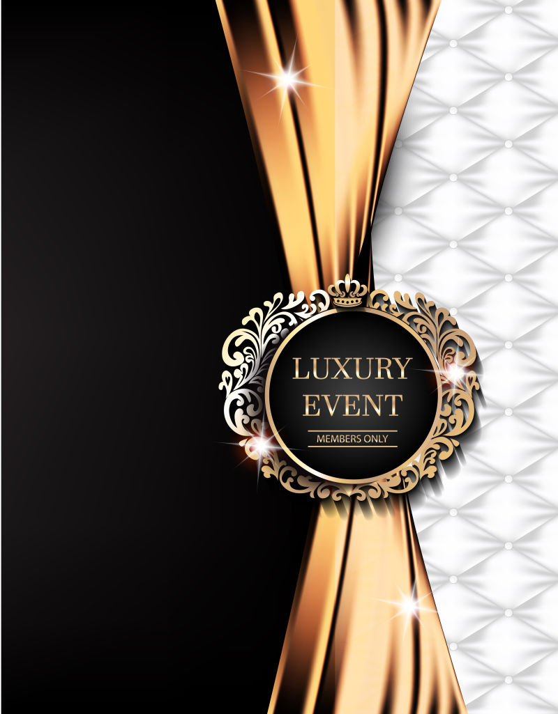 矢量奢华优雅卡与黄金织物