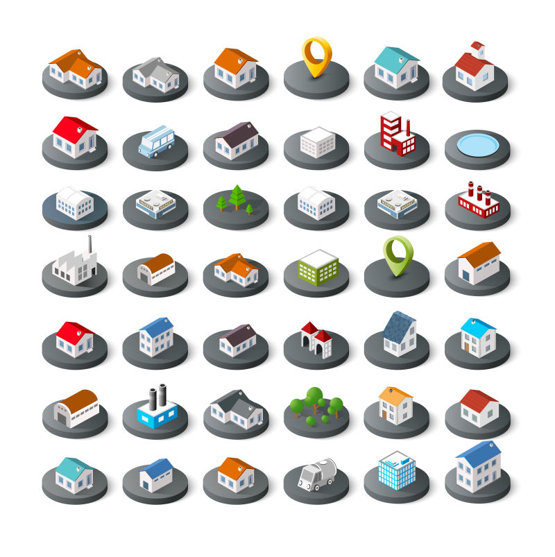 矢量的立体房屋图标