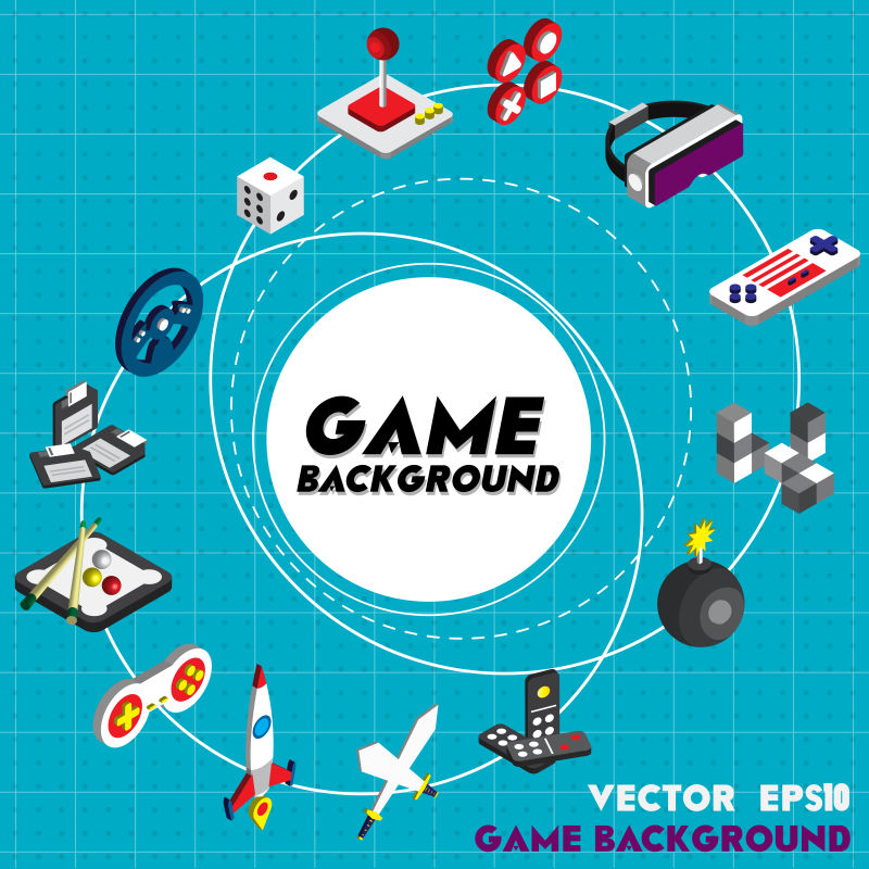 游戏概念矢量等距图标