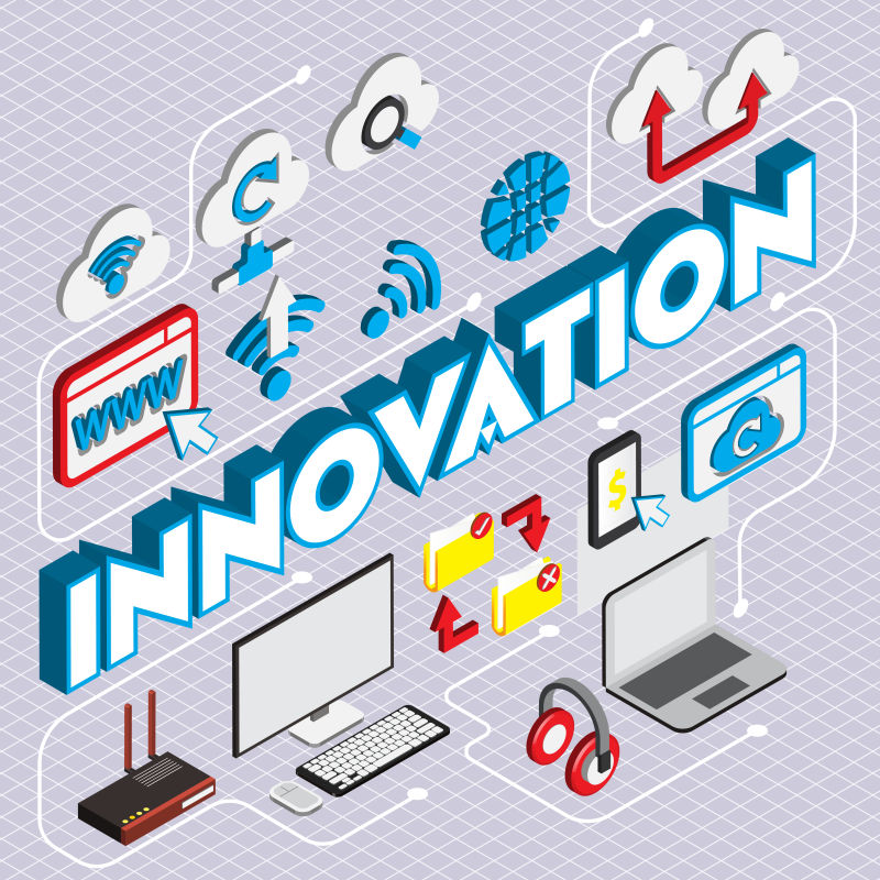 网络云技术概念图标矢量等距插图